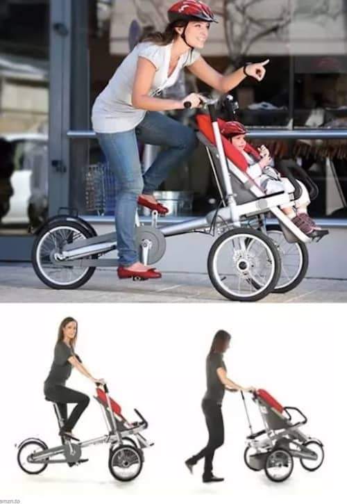 Ce vélo qui se transforme en poussette permet de se déplacer sur de longues distances