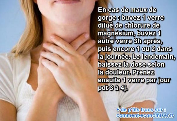 une femme se tient la gorge là où elle a mal