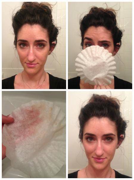 un filtre à café pour assainir la peau qui brille