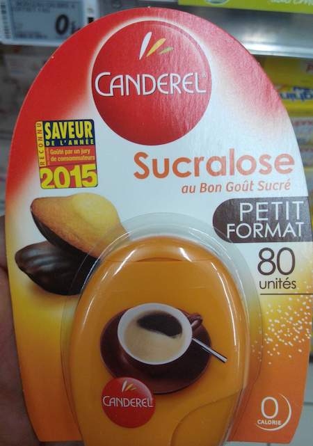 a packet of canderel substitute consisting of sucralose
