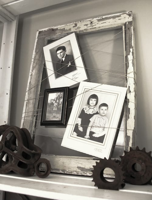 porte photo en bois de fenêtre recyclée