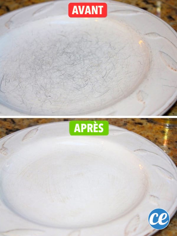 Voici l'astuce de grand-mère pour rendre comme neuves les assiettes blanches rayées.