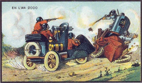 Une bataille de chars imagin&eacute; en 1900