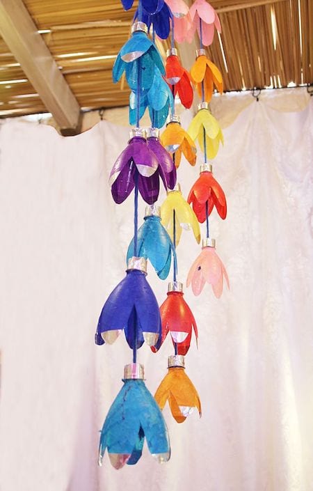lustre bouteille plastique recyclée coloré
