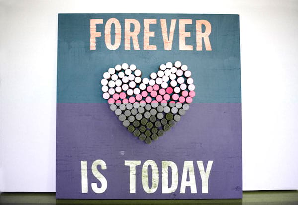 tableau déco coeur bouchon bouteille de vi