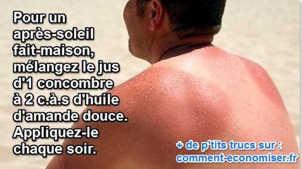 après soleil à base de concombre et d'huile d'amande douce