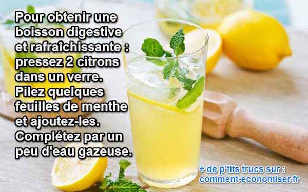 boisson citron menthe pour bien digérer