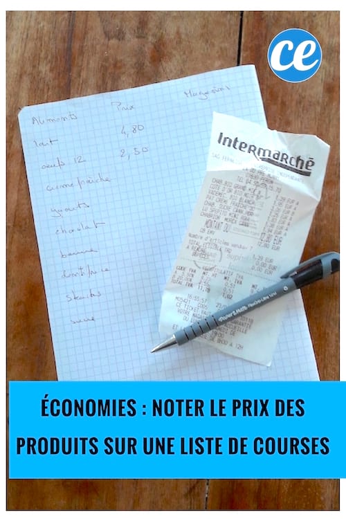 faire des économies en notant le prix des produits sur la liste de courses
