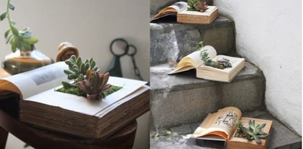 Idee de recup pour faire un pot de fleurs avec un livre