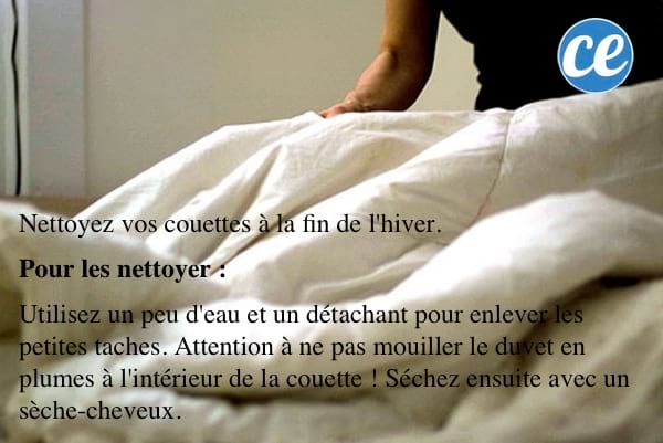 Nettoyer les couettes à la fin de l'hiver