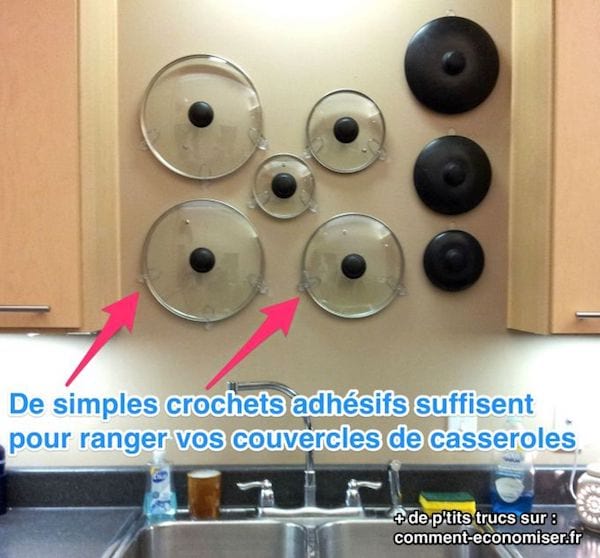 Rangement de couvercles pour la cuisine astucieux