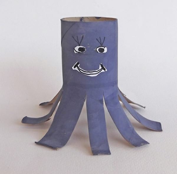 Rouleau de papier toilette recyclé en pieuvre pour enfants en violet