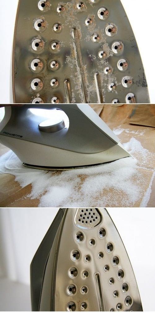 utiliser du sel pour nettoyer la semelle encrassÃ©e du fer Ã  repasser