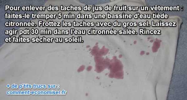 contre les taches de jus de fruit utiliser du citron