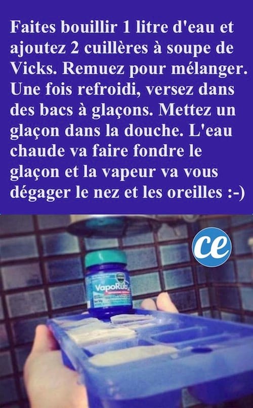 Utilisez des glaçons au vicks pour vous déboucher le nez