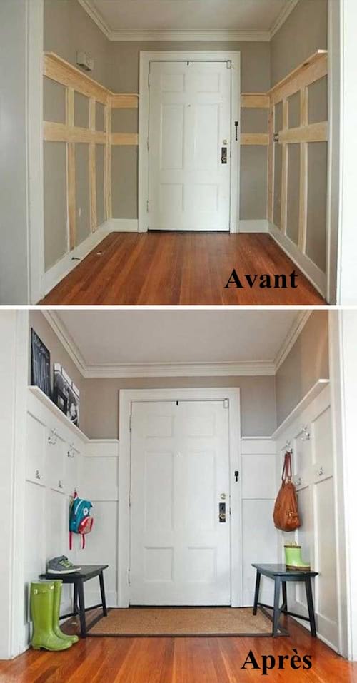 des murs sont recouverts de panneaux de bois