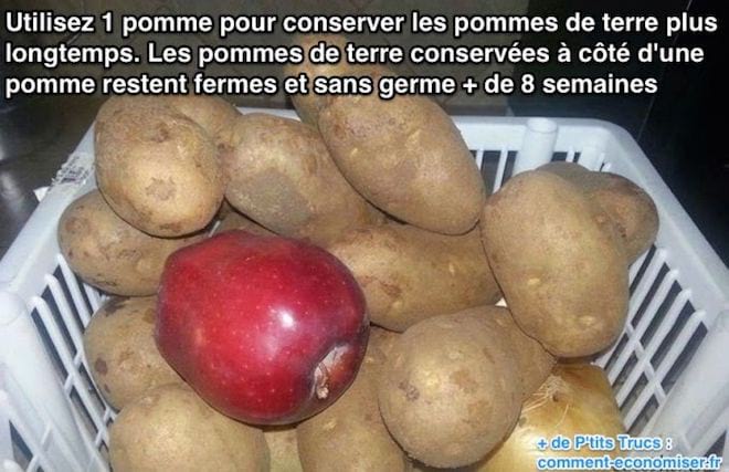 Utilisez une pomme pour conserver les pommes de terre plus longtemps