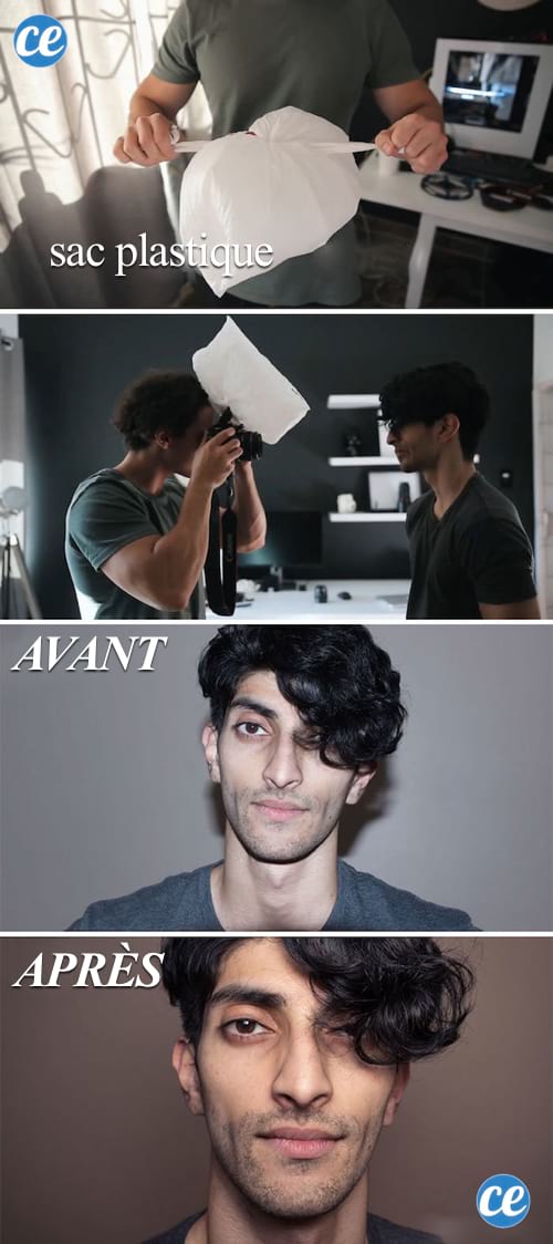 Faites un effet boîte à lumière avec un sac plastique.
