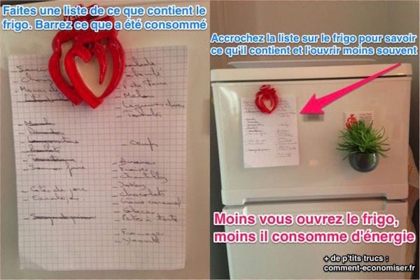 Faites une liste de ce que contient votre frigo pour diminuer sa consommation