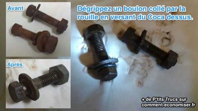 Dégripper un boulon et une vis avec du Coca