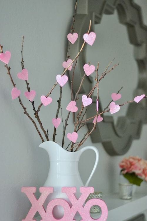 a branch bouquet made with hearts
