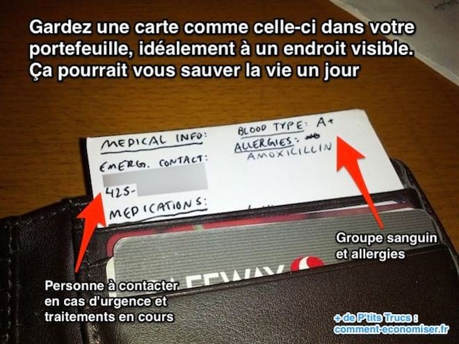 Gardez une carte comme celle-ci dans votre  portefeuille
