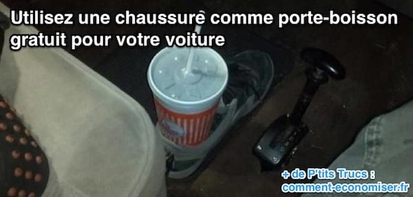 Utilisez une chaussure pour faire tenir debout canettes et bouteilles