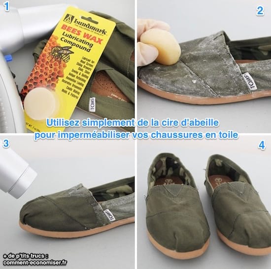 imperméabiliser des chaussures en toile avec de la cire