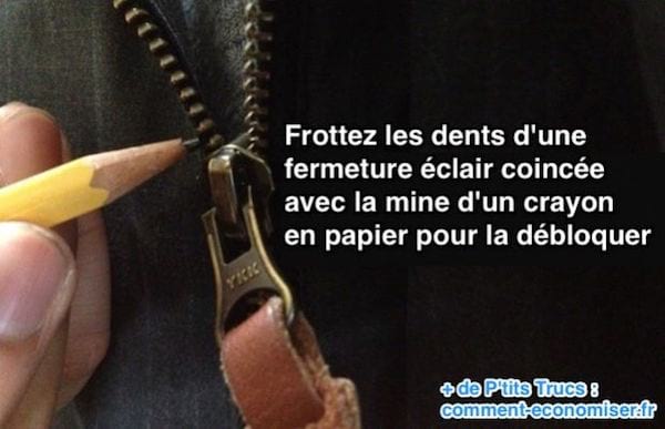 Comment débloquer une fermeture éclair coincée avec un crayon en papier