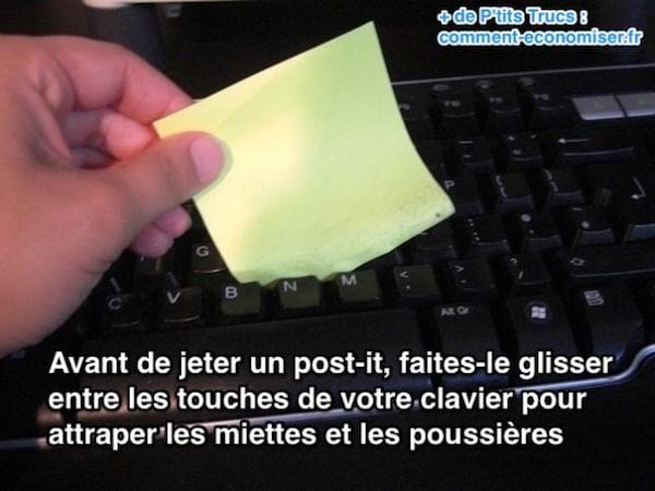 Astuce pour nettoyer son clavier d'ordinateur avec un post-it