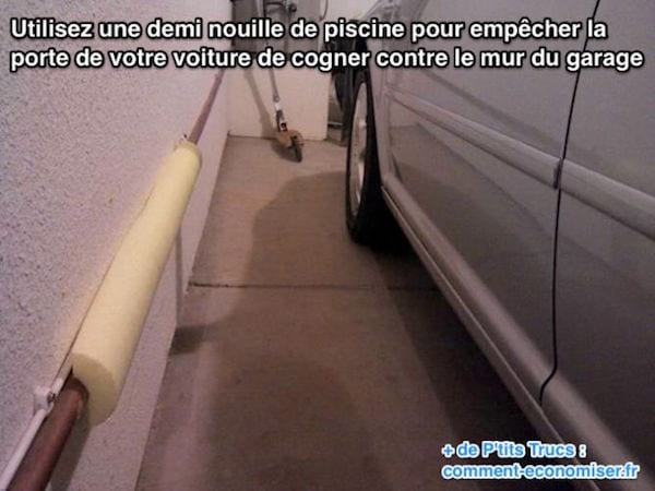 Utilisez une mousse de piscine pour protéger la porte de votre voiture dans le garage