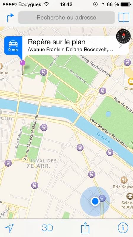 Placez un repère sur Google Maps pour retrouver votre voiture