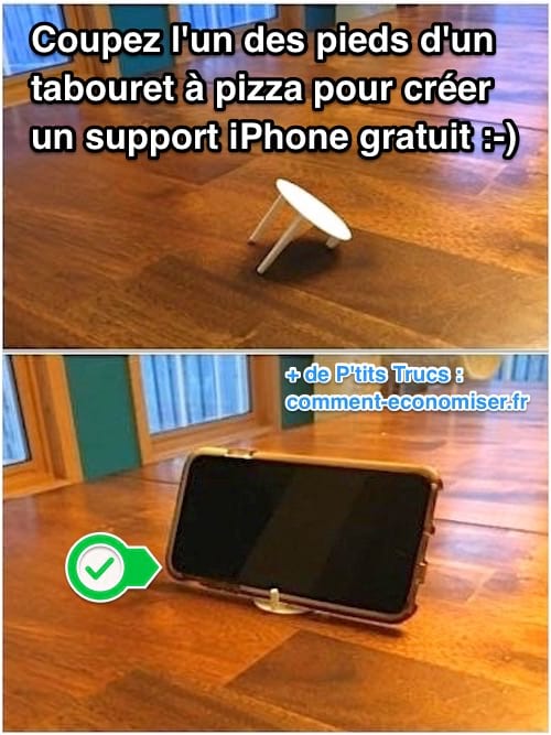 Couper le pied d'un tabouret à pizza pour le transformer en support smartphones