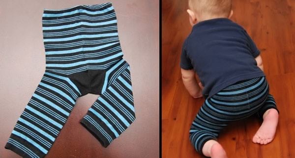 deux chaussettes pour créer un legging pour bébé