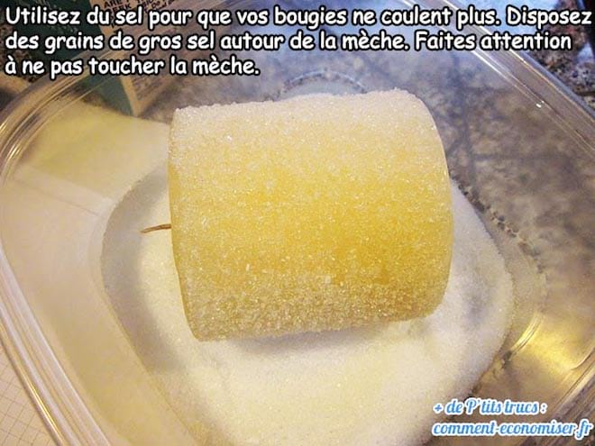 utiliser du sel pour qu'une bougie ne coule pas