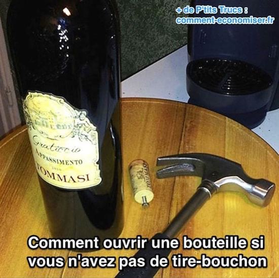 Comment enlever un bouchon d'une bouteille de vin sans tire bouchon