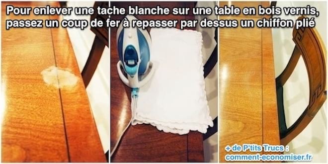 Enlever une tache de chaleur sur une table en bois vernis 