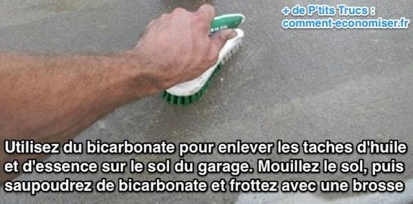 Utilisez du bicarbonate pour enlever les taches d'huile et d'essence sur le sol du garage