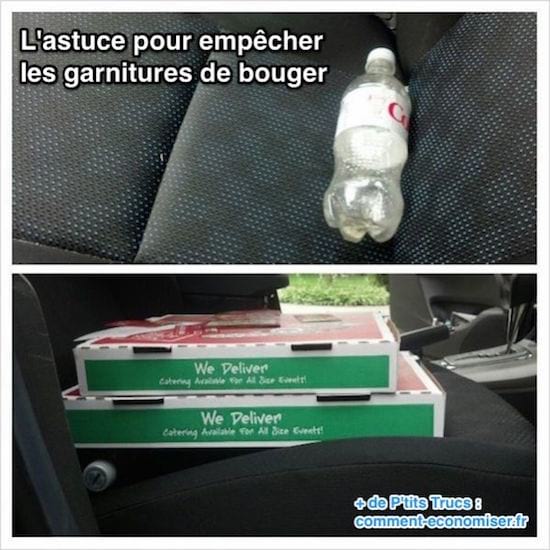 Mettre une bouteille de soda sous les pizzas pour les transporter en voiture