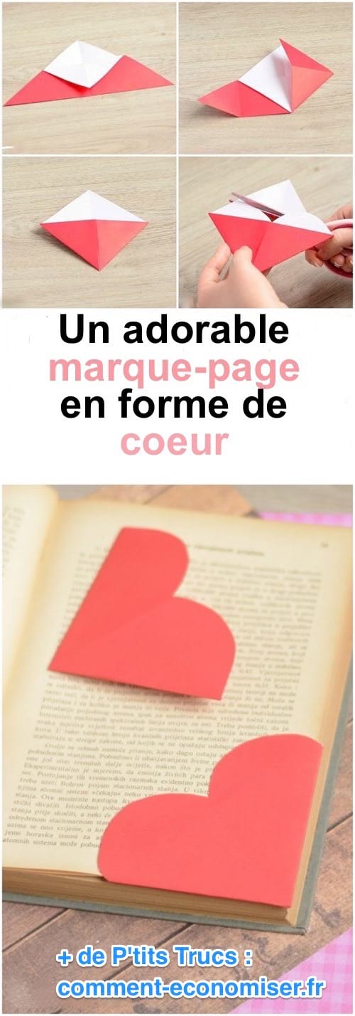 un marque-page fait maison en coeur