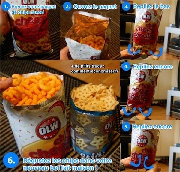 Transformez votre paquet de chips en bol