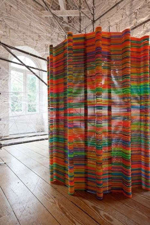 screen made with colored hangers