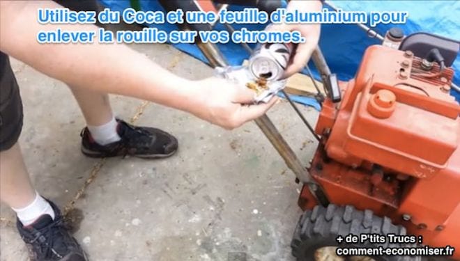 Enlever la rouille sur les chromes avec du coca et une feuille d'aluminium