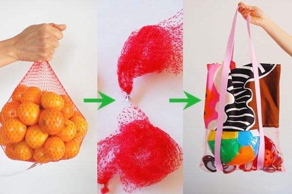 filet de fruits transformé en sac de plage
