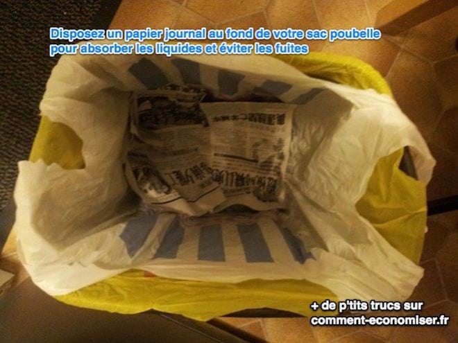 Absorbez le liquides au fond de vos poubelles avec du papier journal