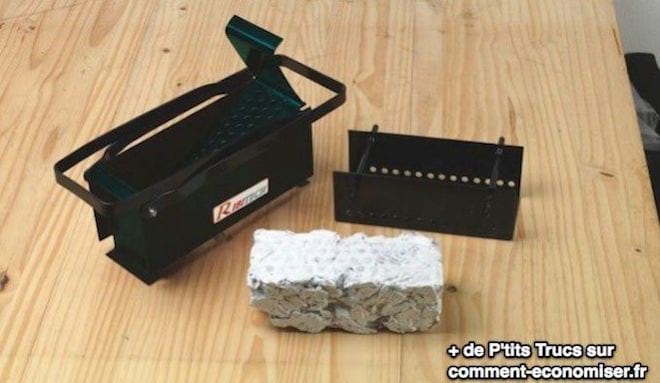 compacteur de buches pour se chauffer gratuitement avec du papier journal