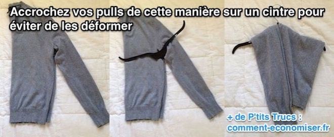 la façon de suspendre un pull sur un cintre la plus astucieuse