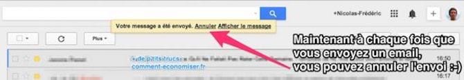 Cliquez sur Annuler pour annuler l'envoi d'un mail sur gmail 