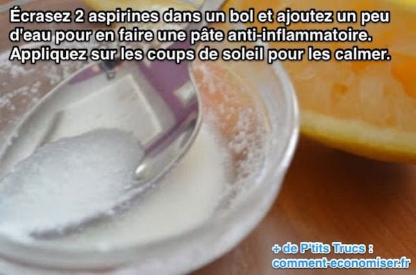 Écrasez 2 aspirines dans un bol et ajoutez un peu d'eau pour en faire une pâte anti-inflammatoire.