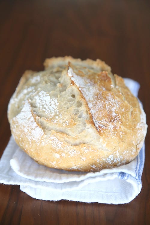 a ball of homemade bread